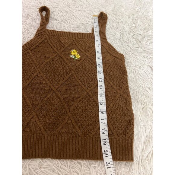 Ally Mae Knit Sweater Tank Top Sunflower Embroidered Sleeveless M - Picture 5 of 6